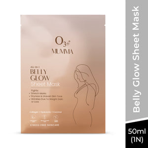 O3+ Belly Glow Hydrating Sheet Mask | Eases Stretch Marks Pregnancy Safe Skincare With Bio Nourish Oil